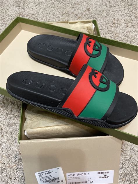 gucci logo rubber slide sandal price|gucci rubber slide sandals outfit.